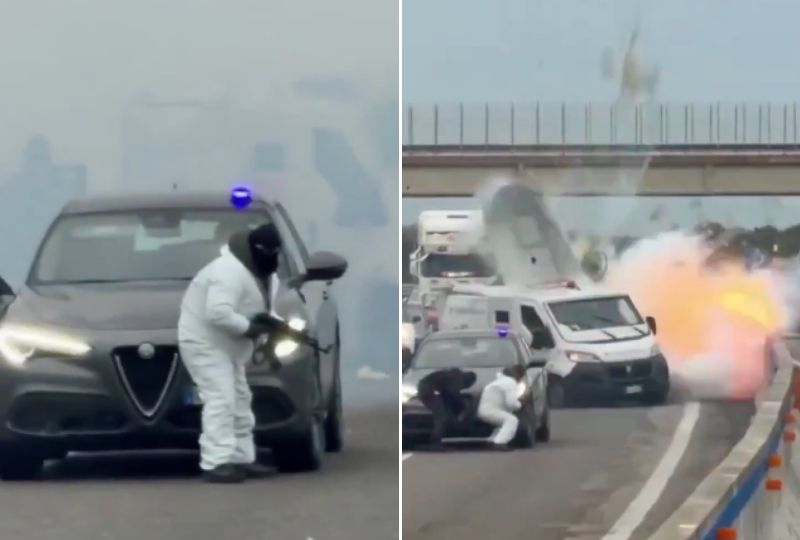 VIDEO: Masked gunmen attempt to rob armoured truck in Italy